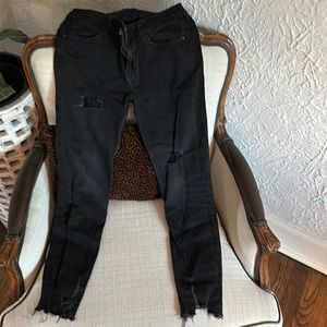 Zara black jeans w lace under tears